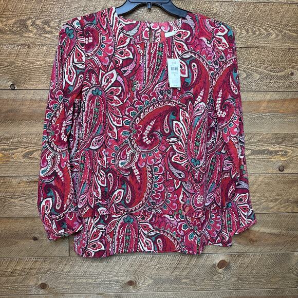 J.Jill Red Paisley Long Sleeve Blouse Size Smal NWT - Picture 1 of 6